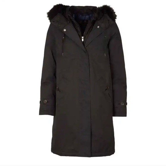 Barbour Women's Black Braan Waterproof Hooded Parka Coat NWT Size 6 - Picture 5 of 6